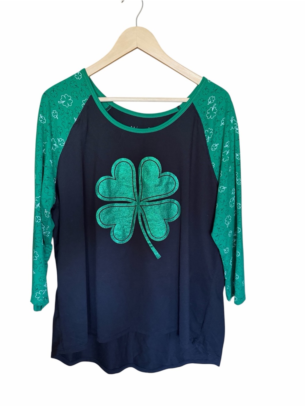 Wound Up Black & Green Long Sleeve Clover Tee